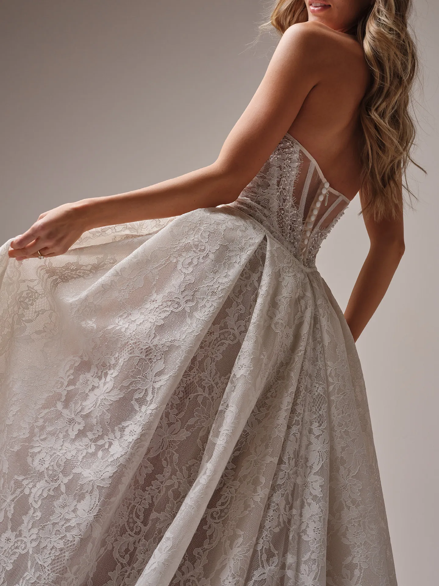 Sottero and Midgley Jovienne back view lace tulle train