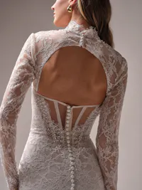 Chantilly detachable illusion lace jacket with keyhole back
