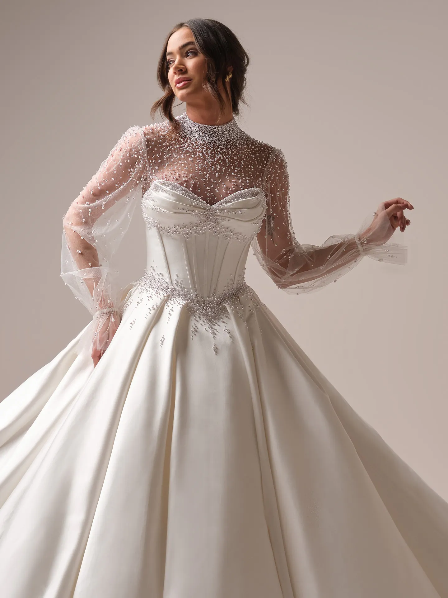 Maggie Sottero Juneau jacket sheer lace overlay back view