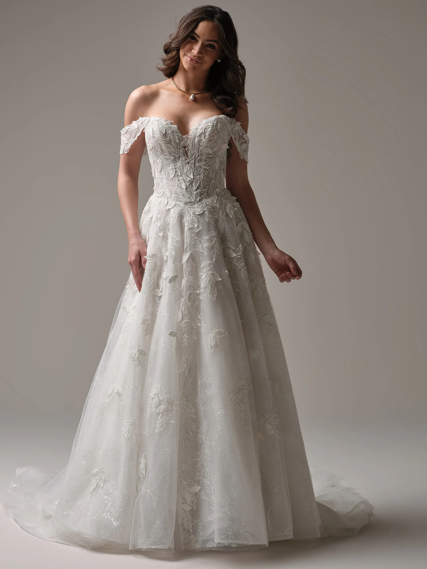 Sottero and Midgley Maritza front view lace cap-sleeves gown