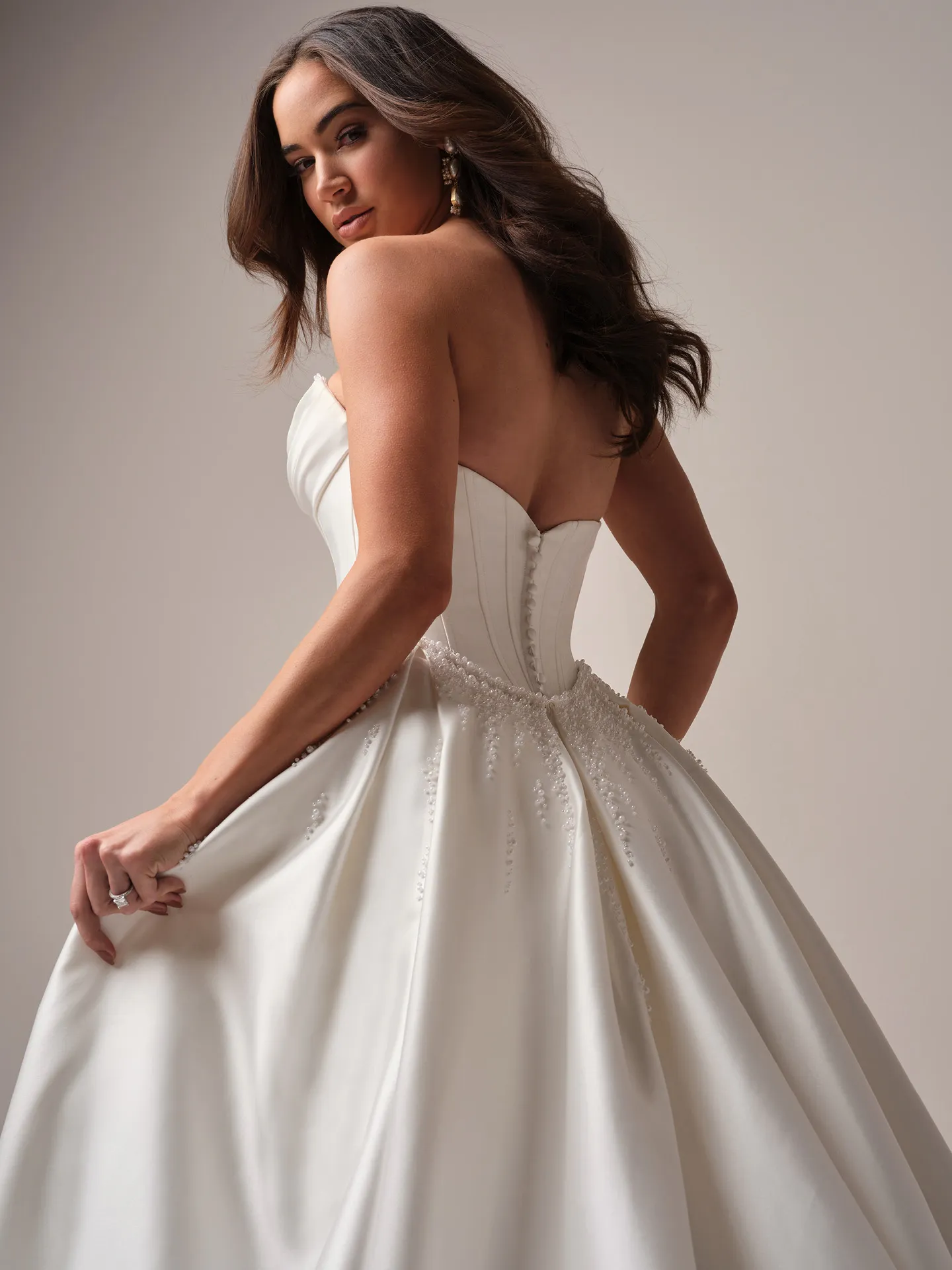 Maggie Sottero Melissa train detachable train back view with lace edge detail