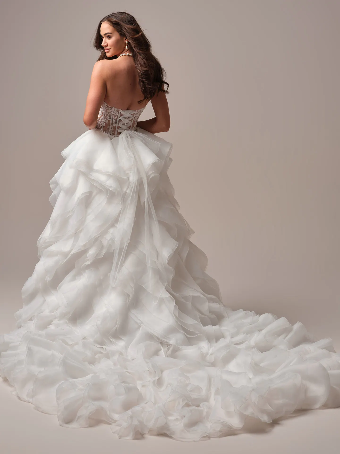 Maggie Sottero Meredith train detachable train rear angle with extended length