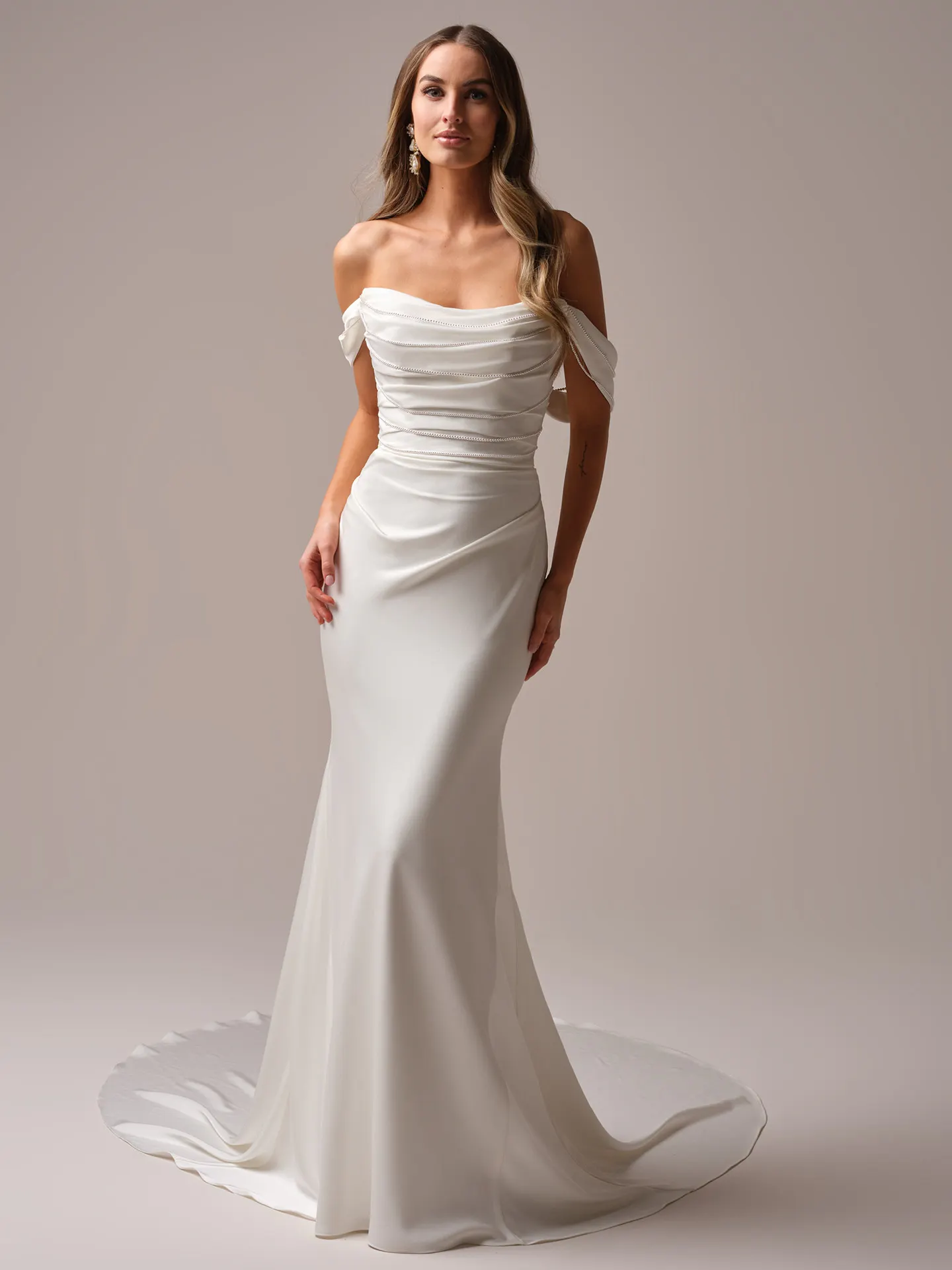 Maggie Sottero Rhoda sleeves sheer lace detachable sleeve close view