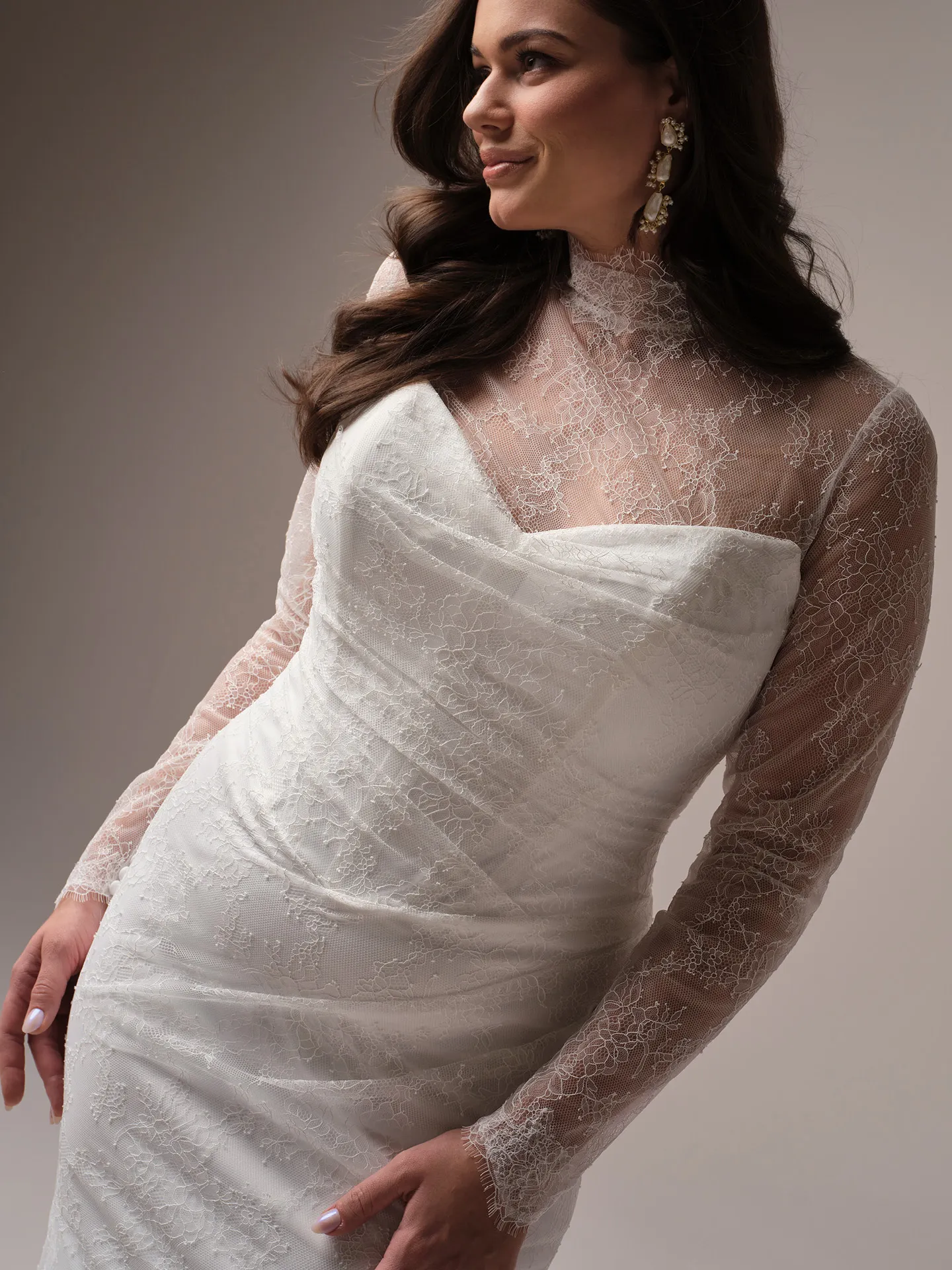Maggie Sottero Sasha jacket sheer lace jacket overlay front view