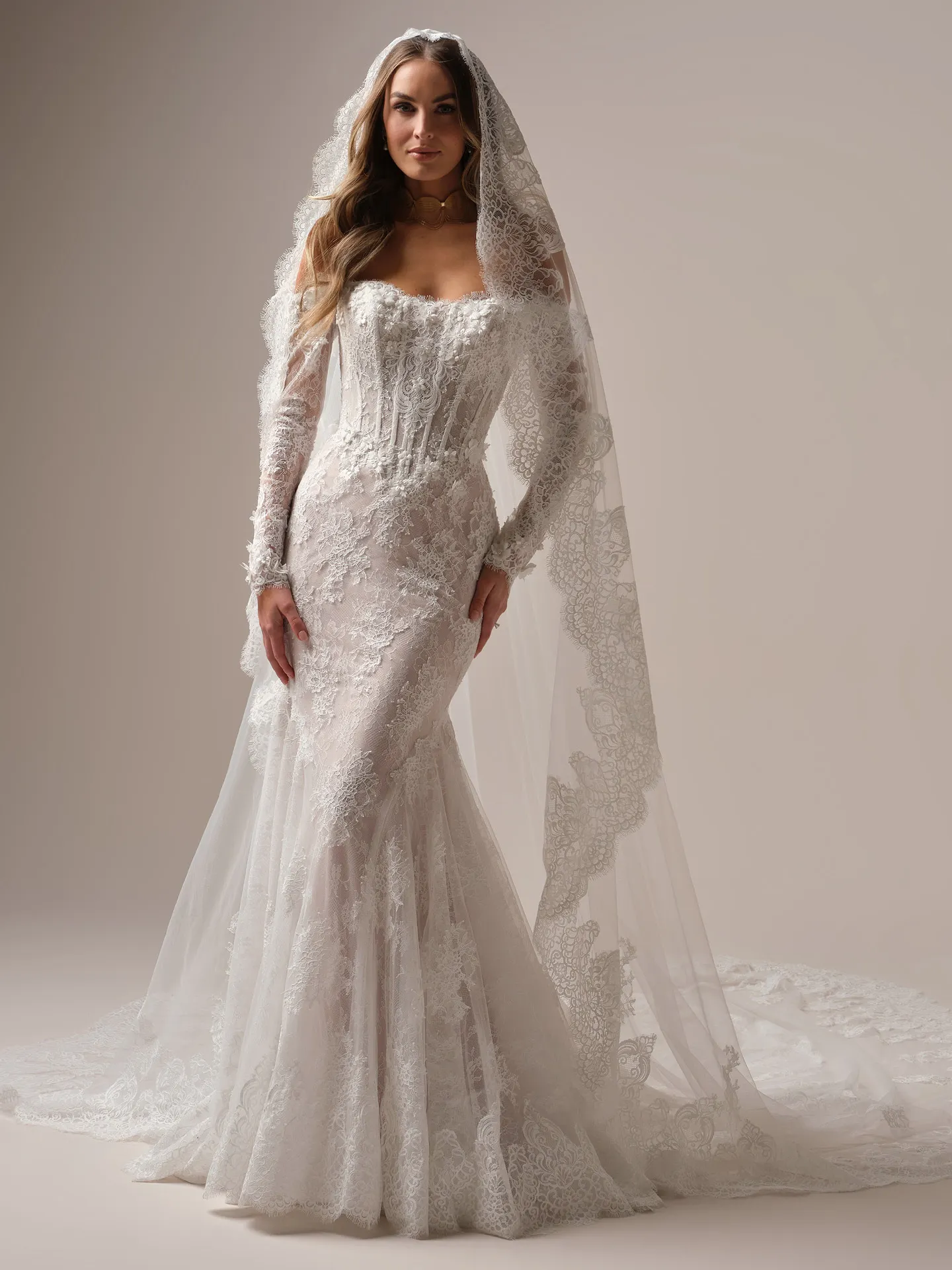 Maggie Sottero Takera veil long tulle veil back view