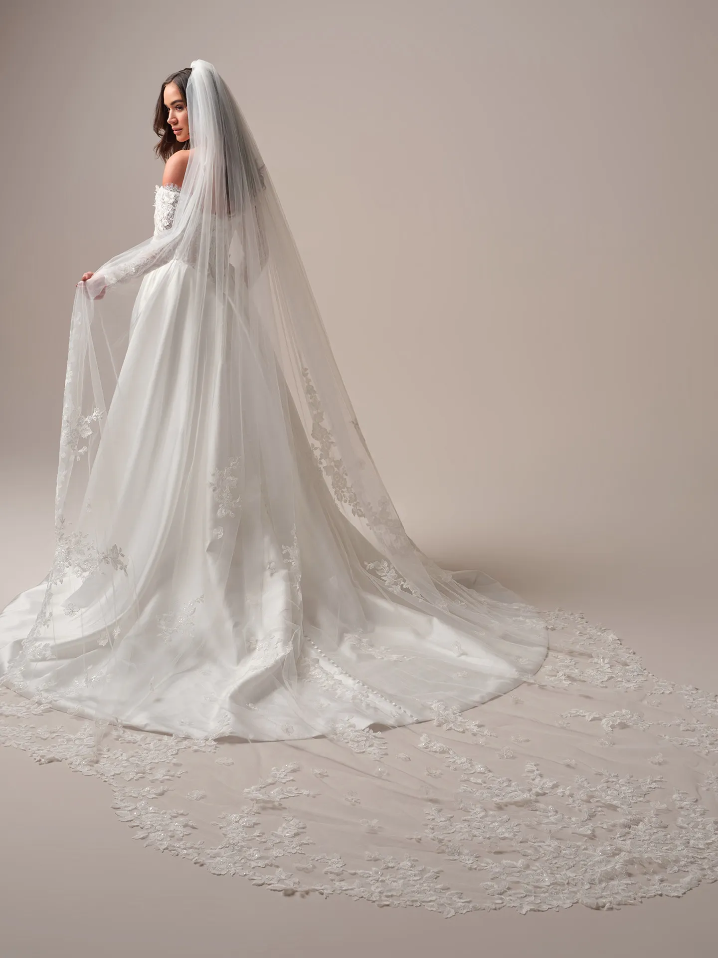 Maggie Sottero Takera Lane veil long tulle veil back view