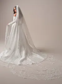 Romantic scalloped royal length veil with sequin lace