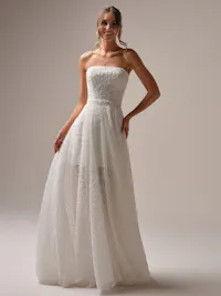 Beaded pearl over lace overskirt with Chic organza