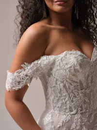 Regal off-the-shoulder beaded and sequin lace cap-sleeves