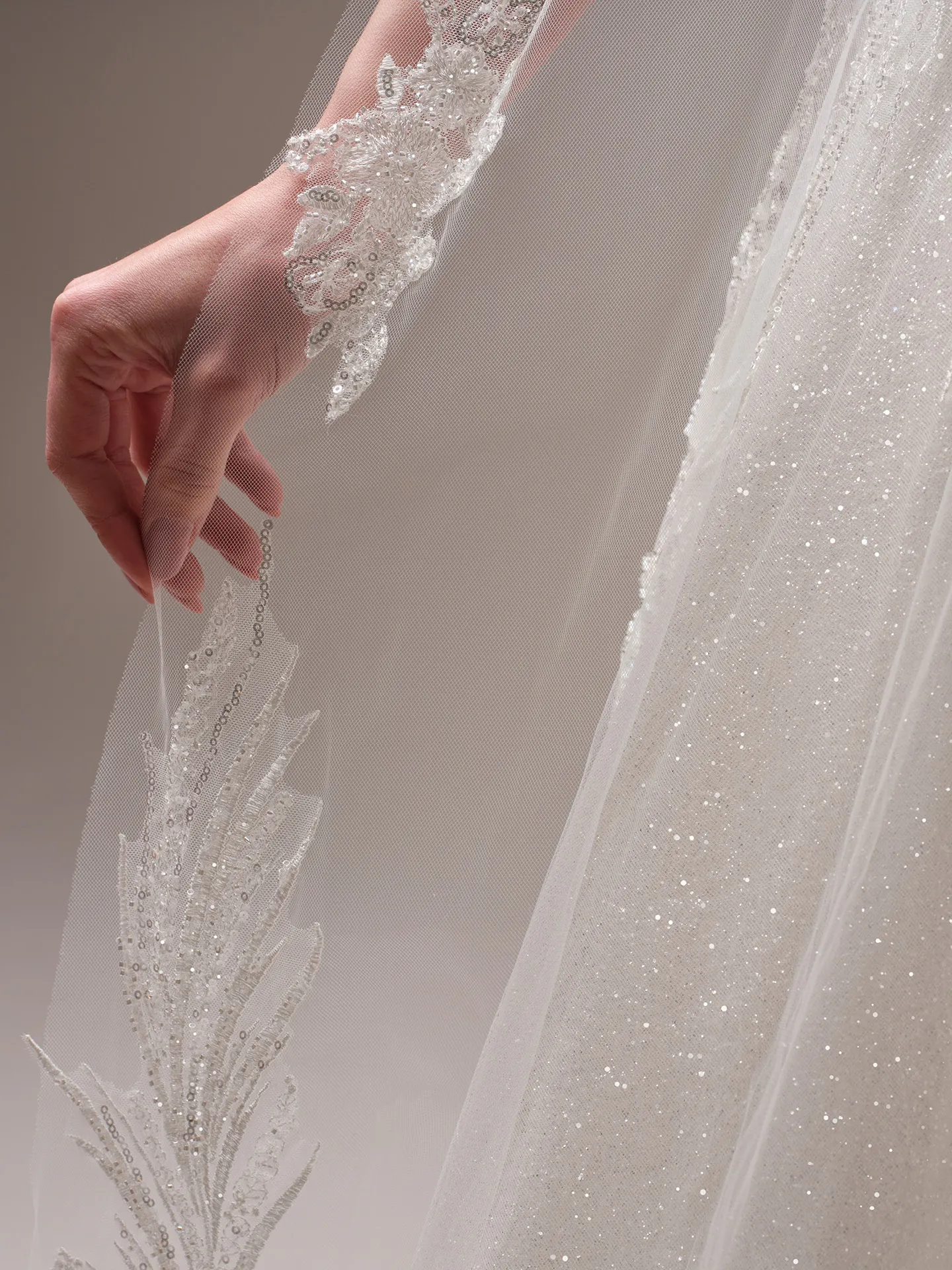 Sottero and Midgley Genevieve veil long tulle veil back view