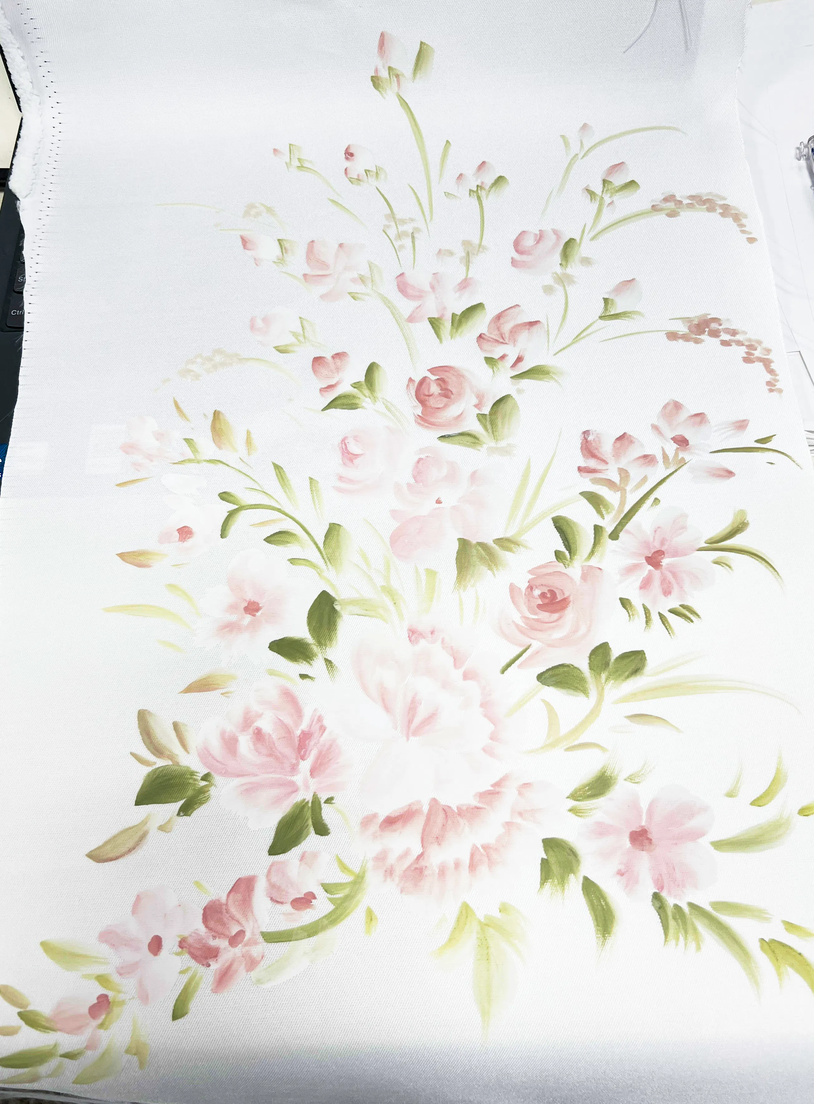 "Radiance Cat Eye Hand Painted A-line Wedding Dress" text with floral artwork in background.