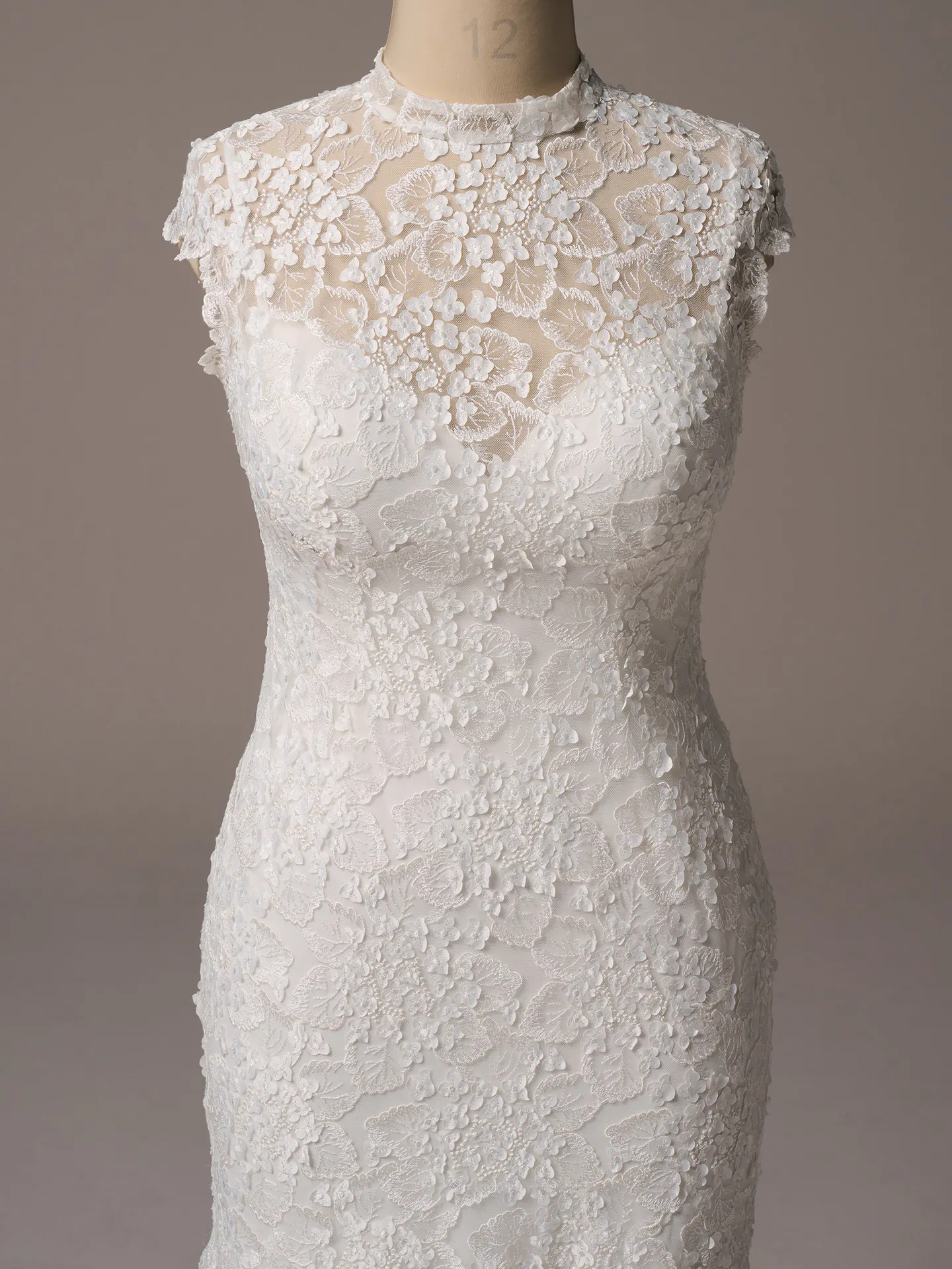 Maggie Sottero Auburn lace sheath cap-sleeve bridal dress front view