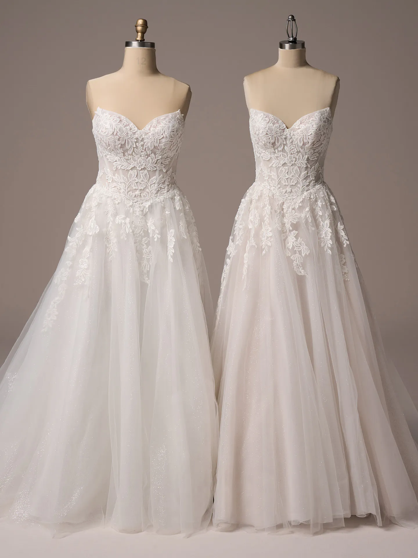 Rebecca Ingram Paige front view lace sequin A-line wedding dress