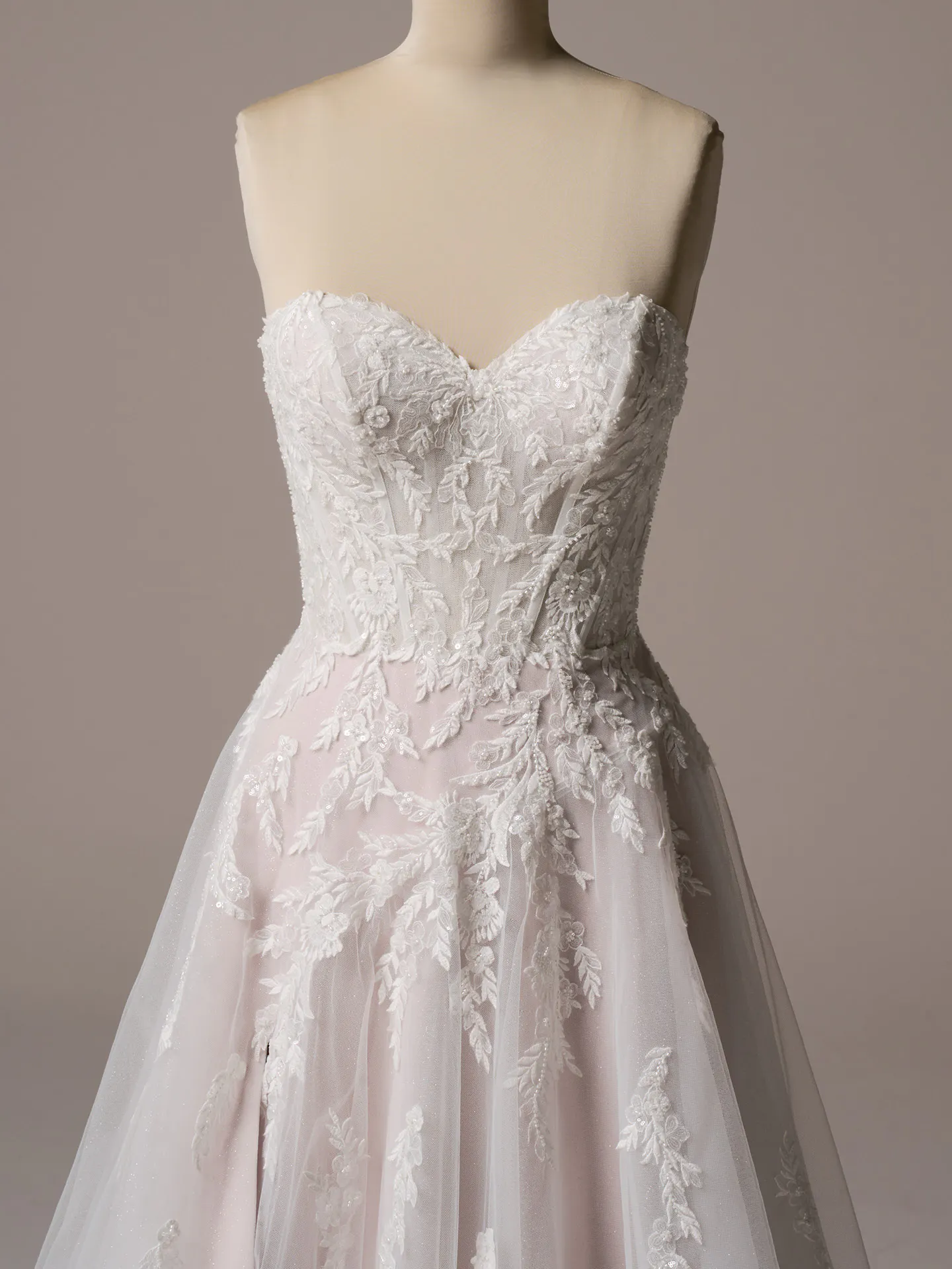 Rebecca Ingram Victoria floral A-line gown front view