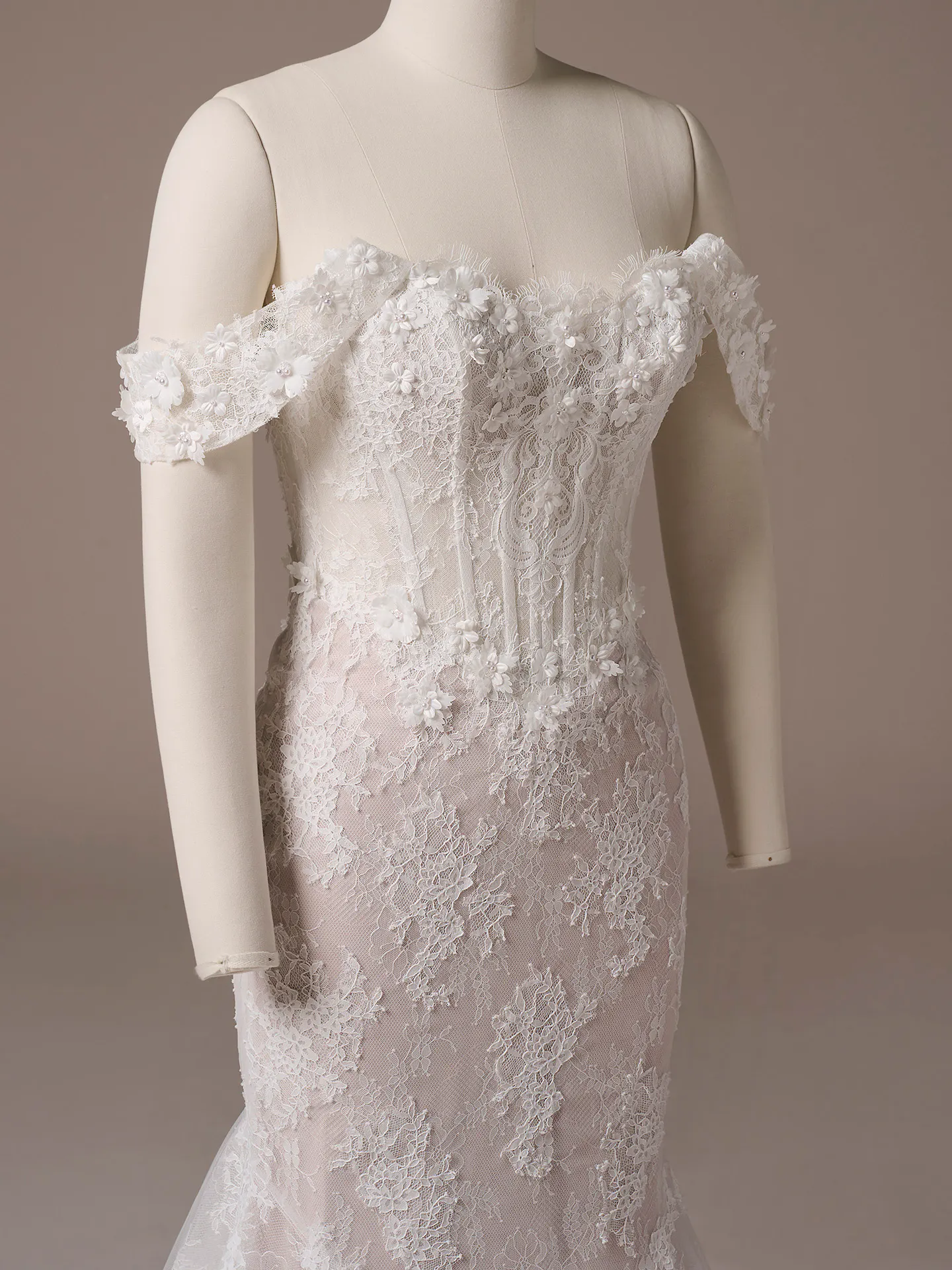 Maggie Sottero Takera sleeves lace detachable sleeve detail