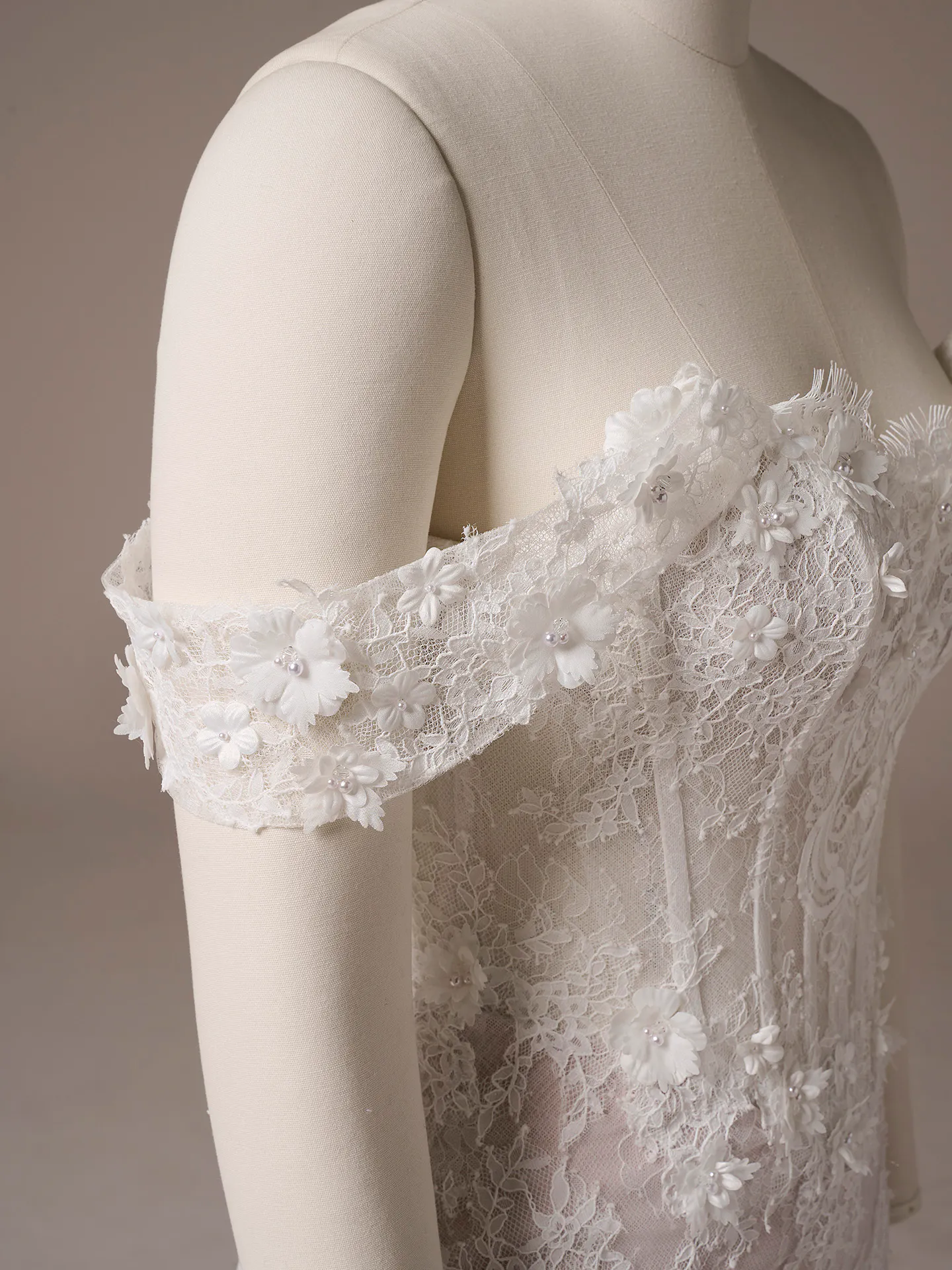 Maggie Sottero Takera sleeves lace detachable sleeve side view