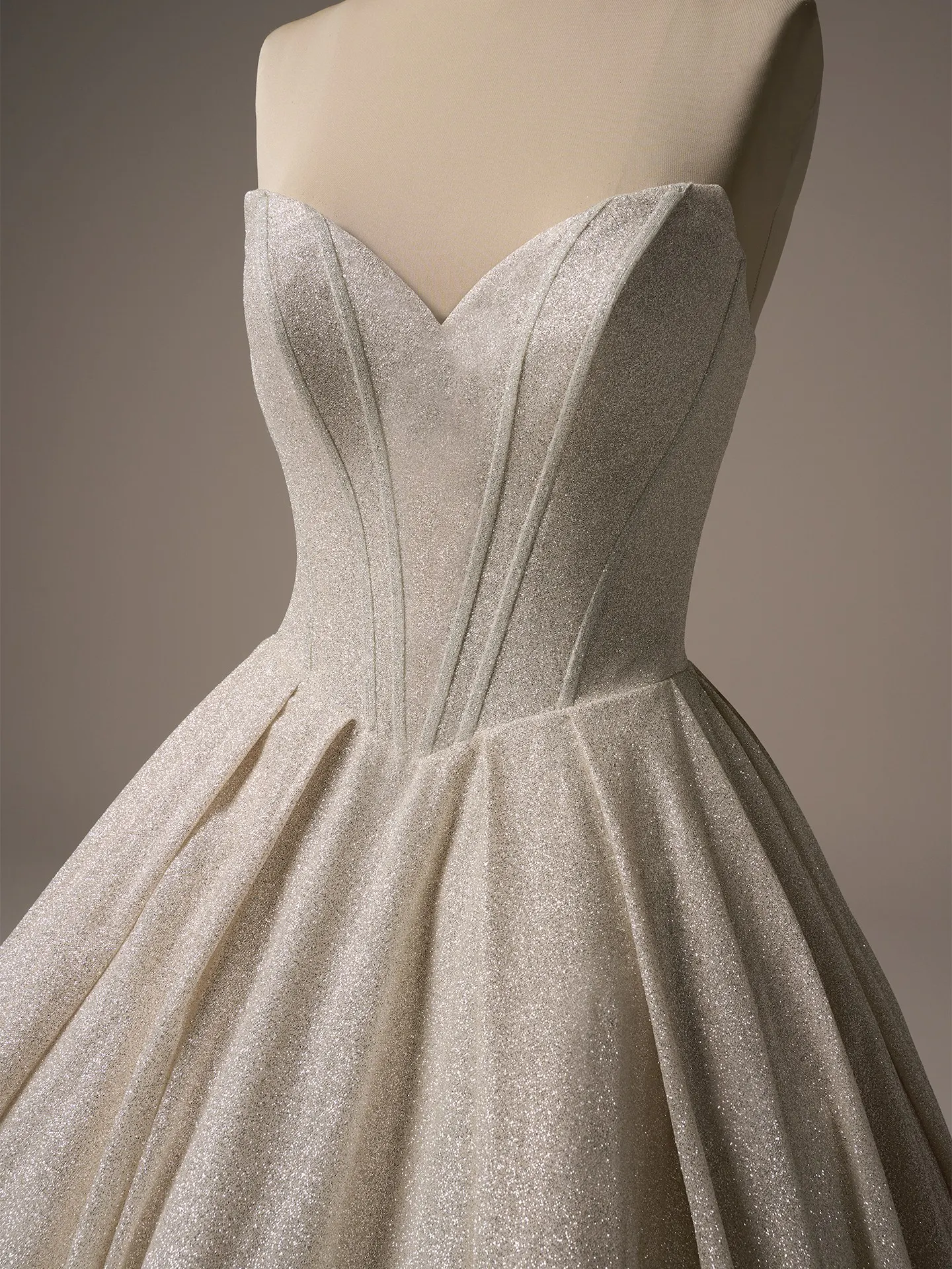 Derrick Royale sparkly plunge neck ballgown wedding dress Maggie Sottero front view