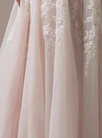 Rebecca Ingram Angie detailed lace A-line wedding gown close-up