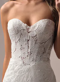 Maggie Sottero Dakota front view, lace mermaid bridal dress, floral patterns