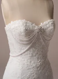Devon mermaid dress back view with lace and pearls Maggie Sottero