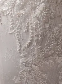 Eloise beaded lace close-up detail, Maggie Sottero fit-and-flare wedding dress