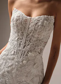 Sottero and Midgley Halle bodice unlined lace detail showing sheer bodice