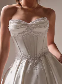 Maggie Sottero Juneau beading embellished bodice detail close view