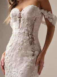 Maggie Sottero Liberty bodice lined lace detail close view