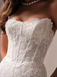Maggie Sottero Meredith bodice unlined lace detail close view