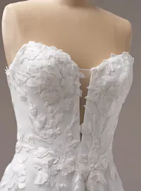 Maggie Sottero Natalie bodice unlined lace detail close view