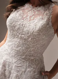 Maggie Sottero Nina bodice lined lace detail close view