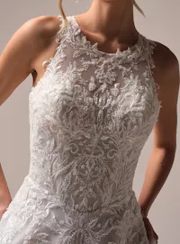 Maggie Sottero Nina bodice unlined lace detail close view