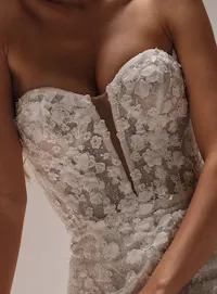 Sottero and Midgley Noor floral mermaid wedding dress bodice close-up