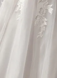 Rebecca Ingram Paige sequin A-line dress with lace detail.