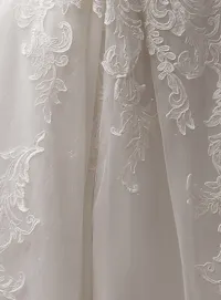 Sottero and Midgley Parker A-line gown detail with lace and glitter.