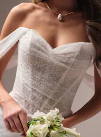 Maggie Sottero Sasha bodice unlined lace detail close view