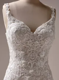 Maggie Sottero Sonoma beading bodice detail without plunge neckline