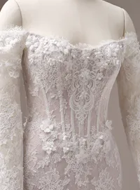 Maggie Sottero Takera bodice lined lace detail close view