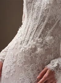 Maggie Sottero Takera fabric plain tulle texture detail