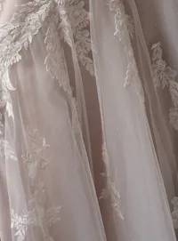 Rebecca Ingram Victoria floral lace details on A-line gown