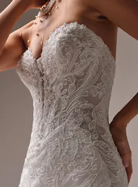 Sottero and Midgley Zareen side view mermaid bridal dress with illusion lace detail