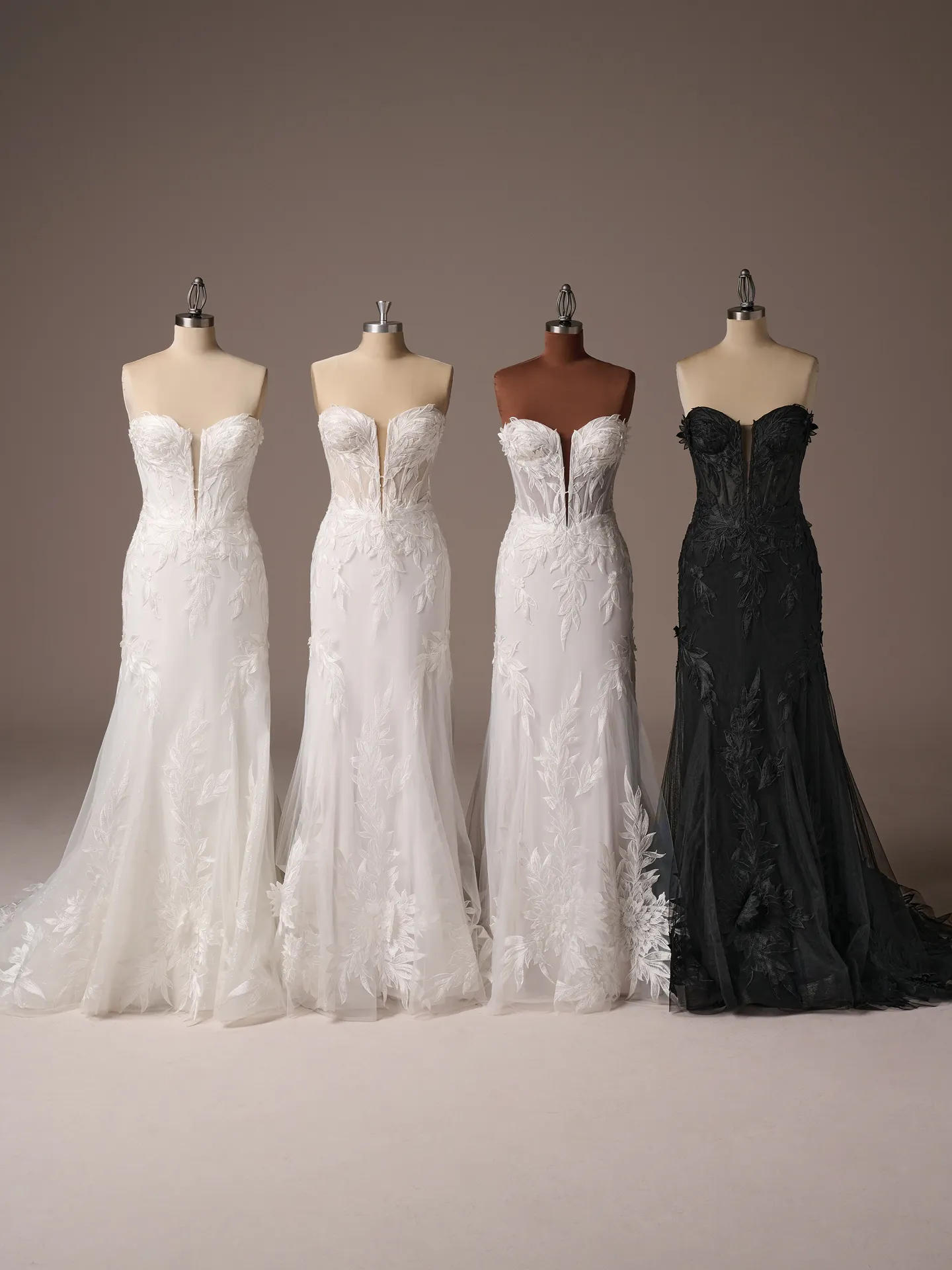 Sottero and Midgley Belladonna fit and flare wedding dress front view in blush tone lace