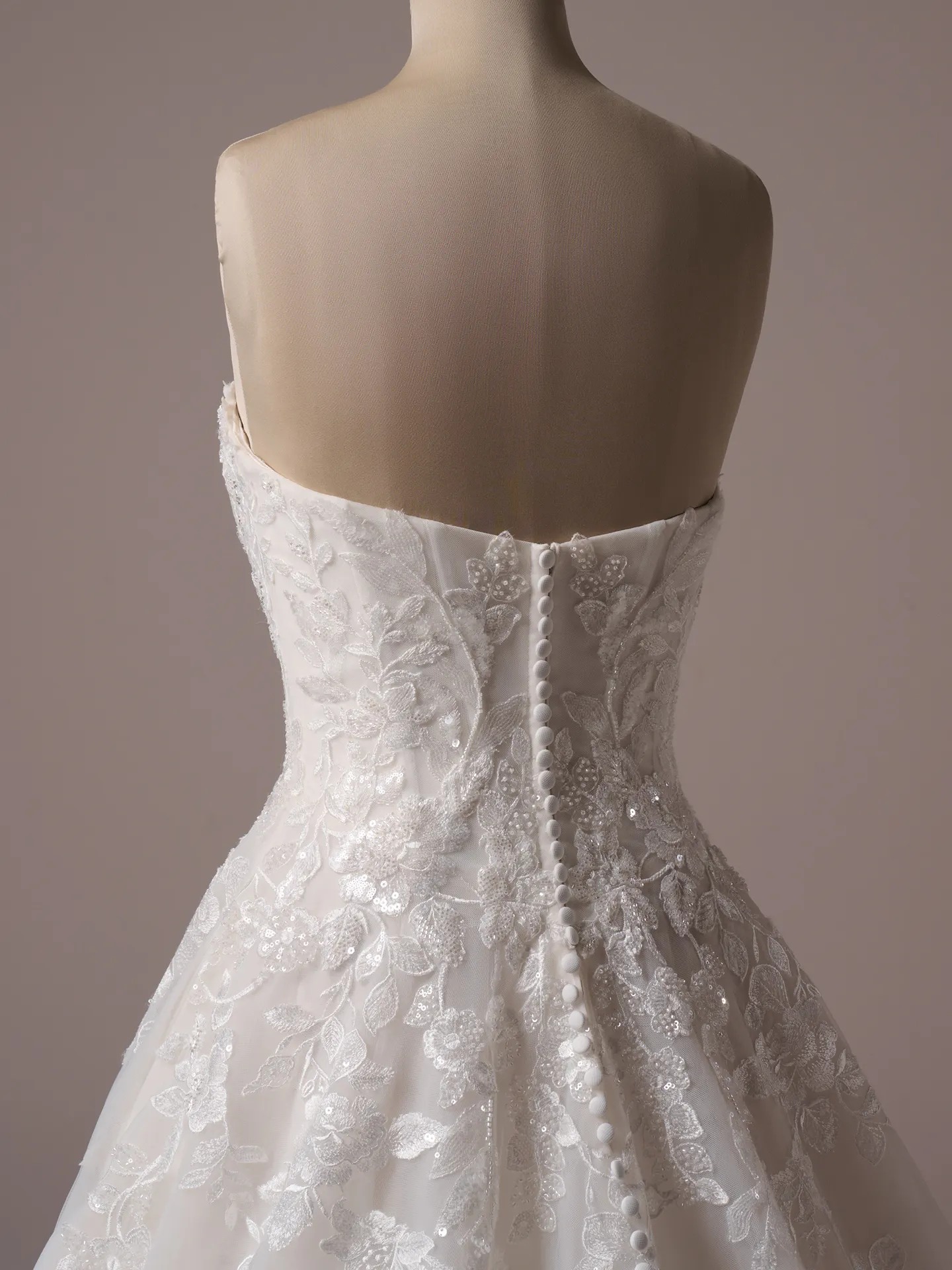 Sottero and Midgley Darren ballgown wedding dress back angle with extended train