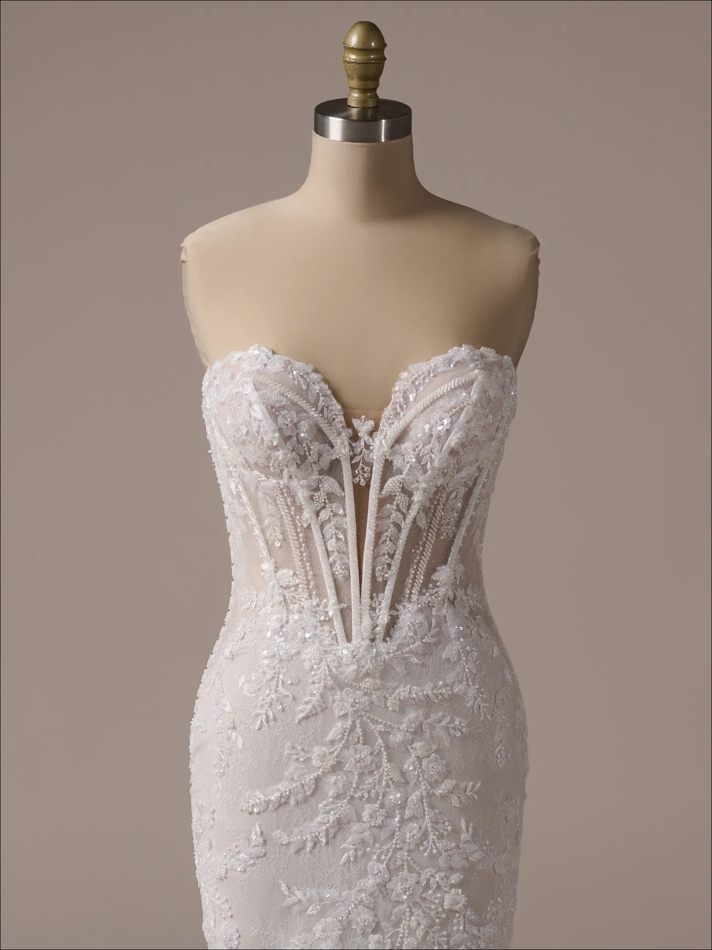 Maggie Sottero Benjie sequin lace mermaid bridal dress front view