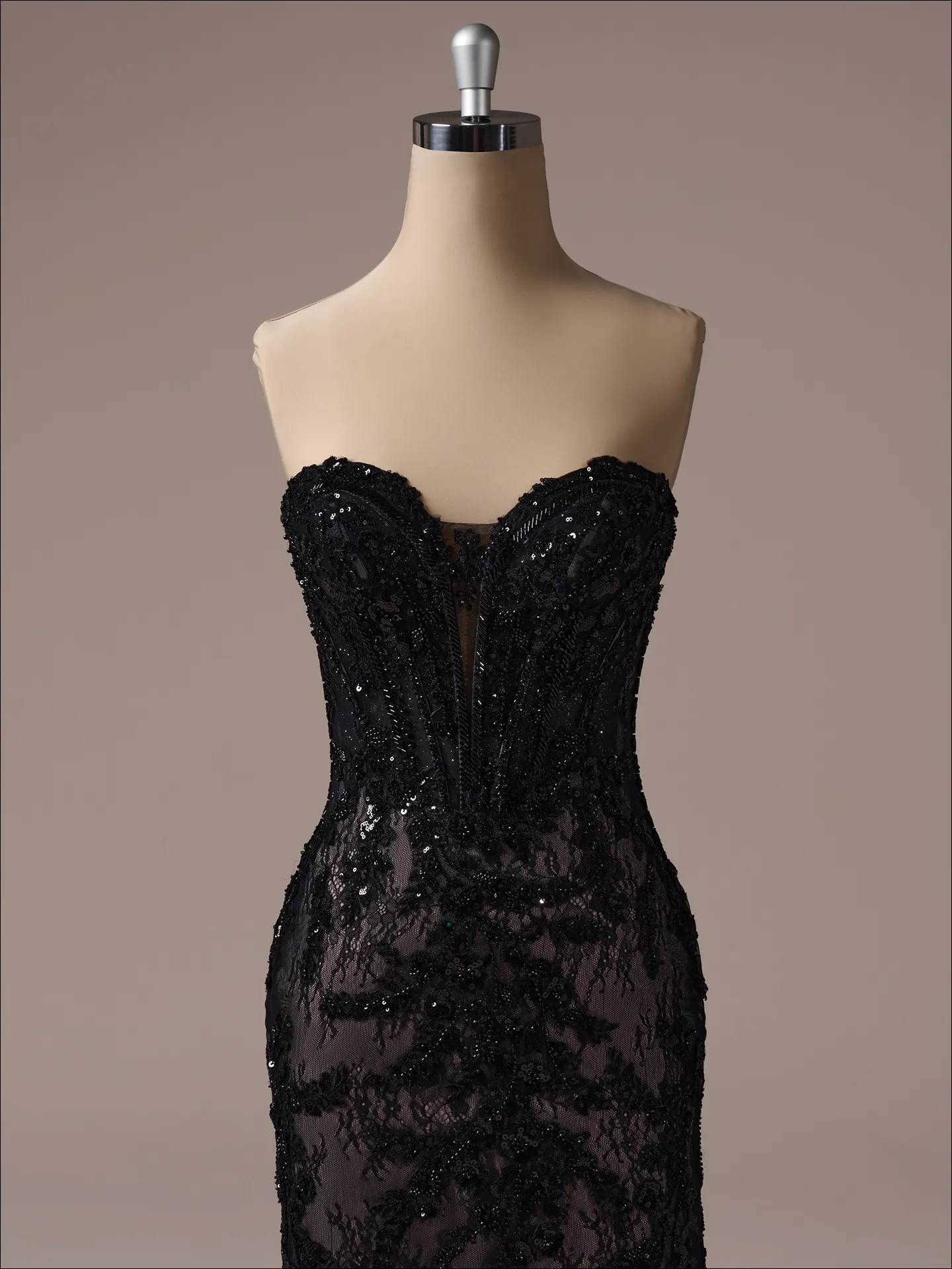 Benjie Sequin Lace Mermaid front view on mannequin