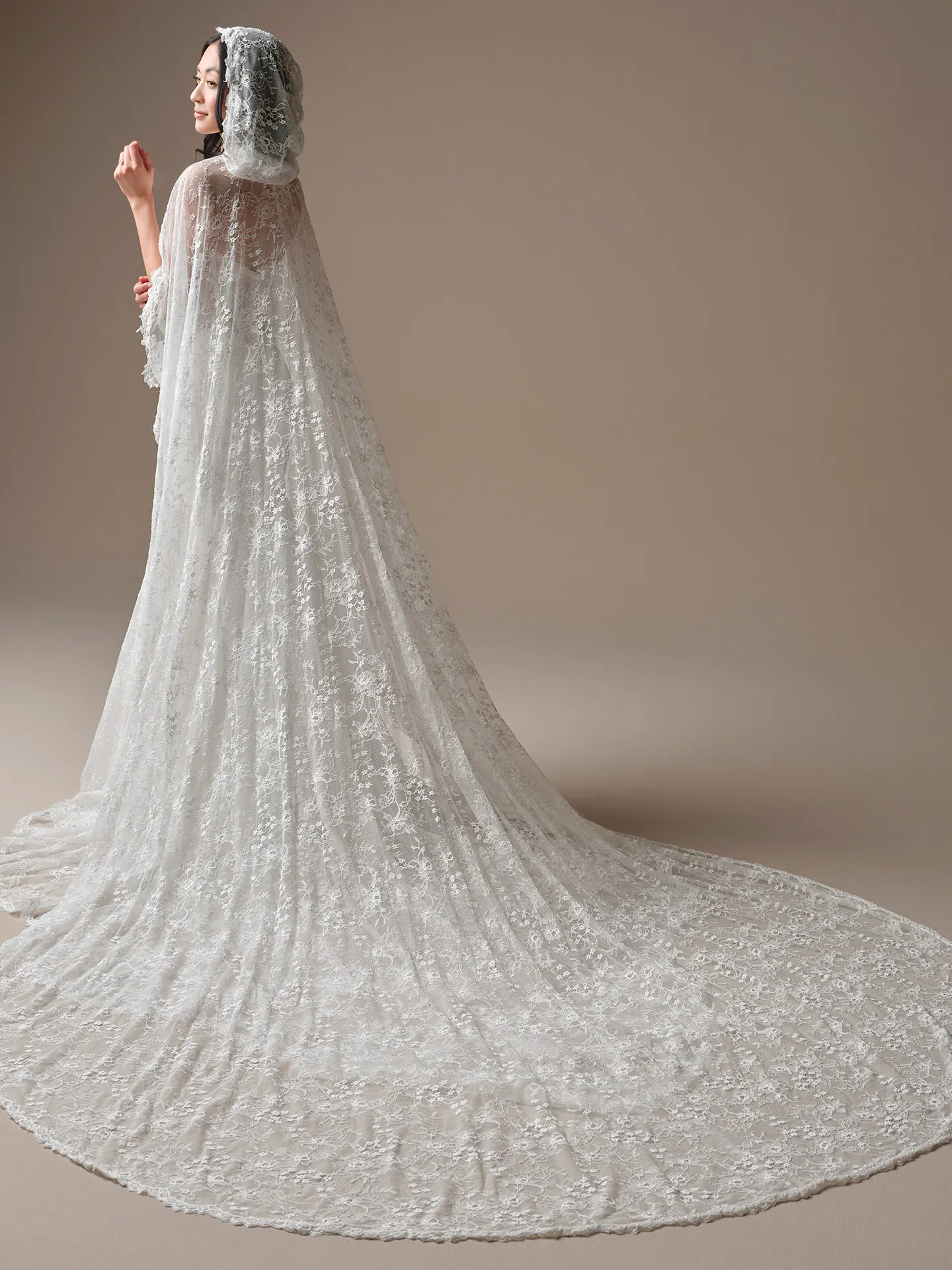 Maggie Sottero Bellevue cape, front view.