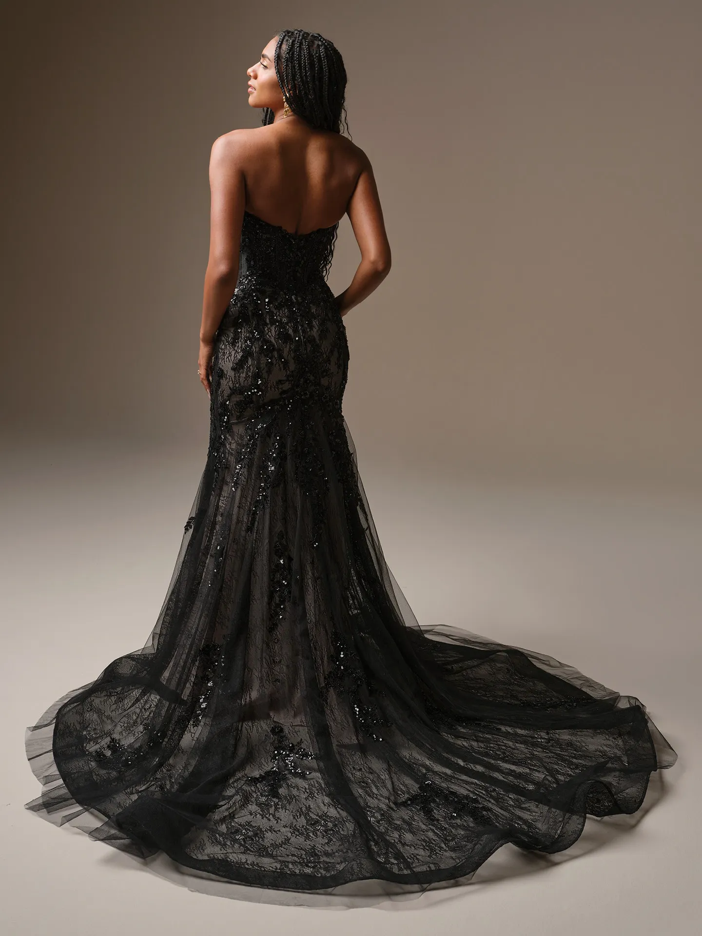 Benjie sequin lace mermaid bridal dress back view Maggie Sottero