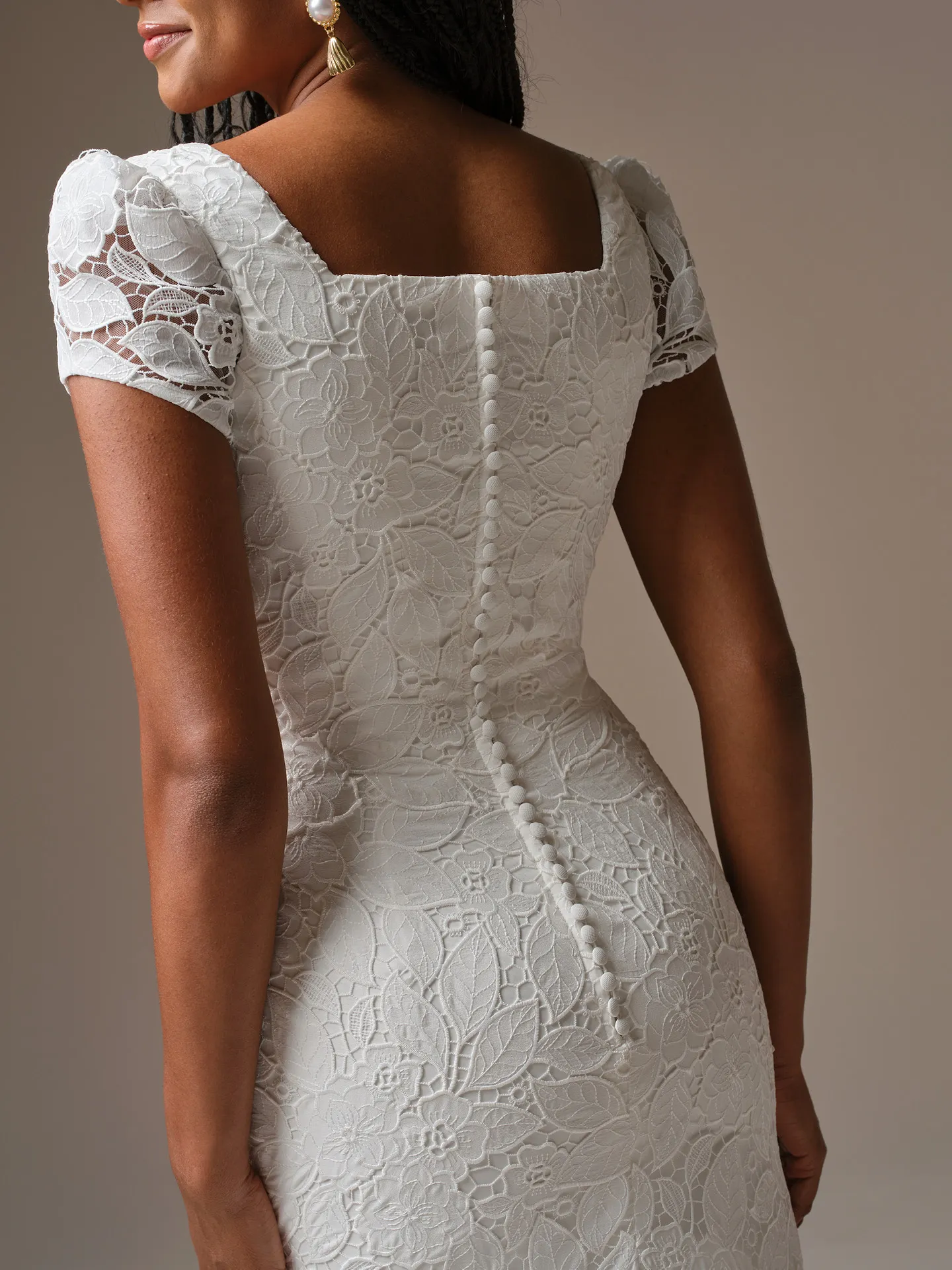 Dakota, back view lace mermaid bridal dress Maggie Sottero.
