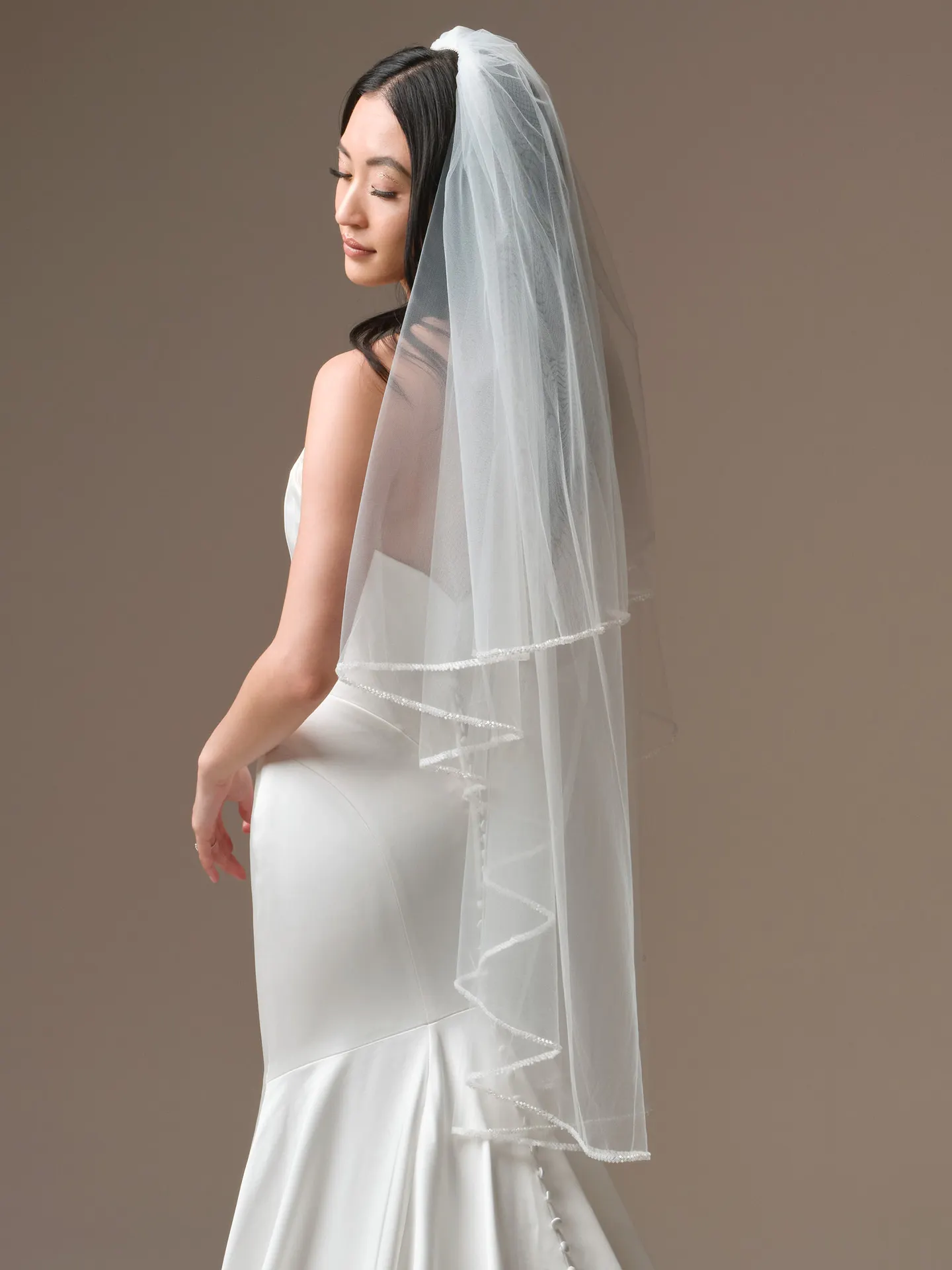 Wedding vail with beaded trim Beaded Trim Veil | Essentials Edit | Maggie Sottero main image 3