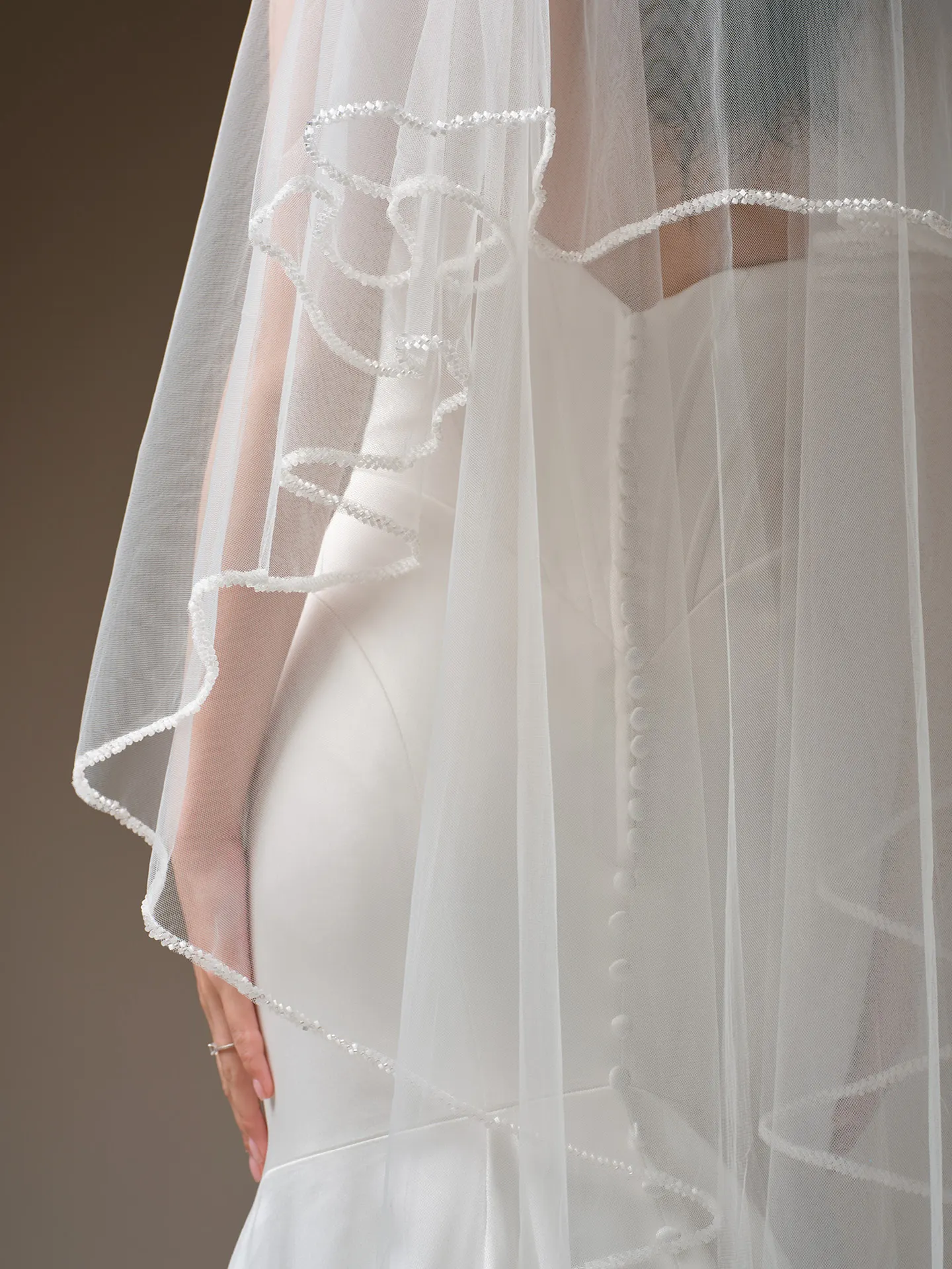 Maggie Sottero Veil Accessory - Beaded Trim 003 accessory, front view.